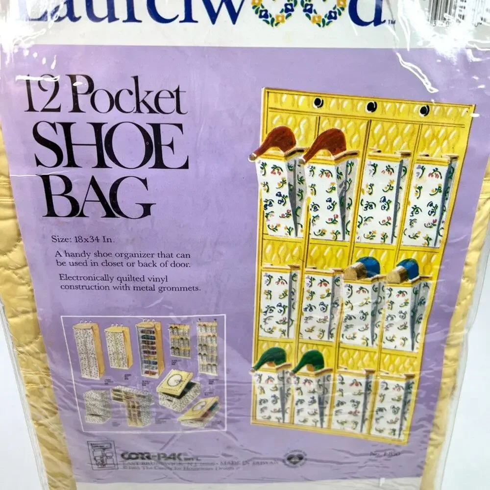 Vintage 1985 Corr-Pak Laurelwood Floral Hanging Shoe Organizer